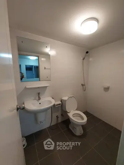 Modern bathroom with sleek fixtures and minimalist design