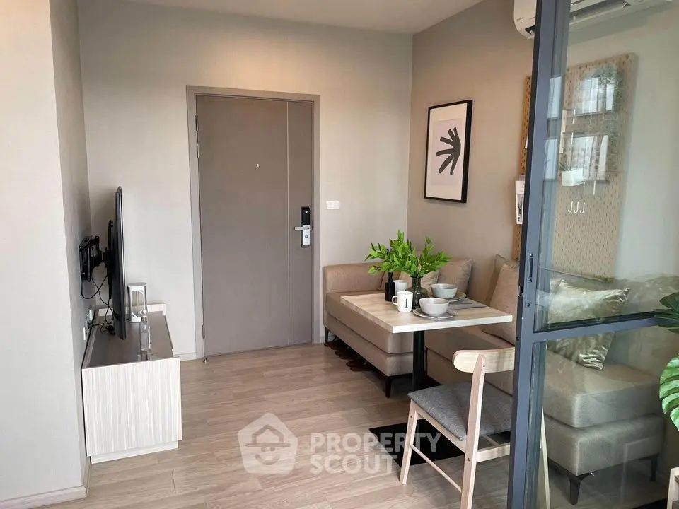 Cozy living room with modern decor and natural light