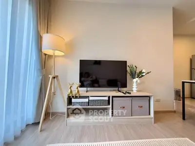Modern living room with stylish TV stand and elegant decor