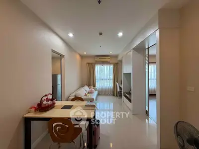 Modern living room with open layout and stylish furniture