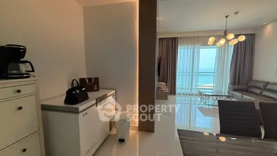 Luxurious living room with ocean view and modern decor