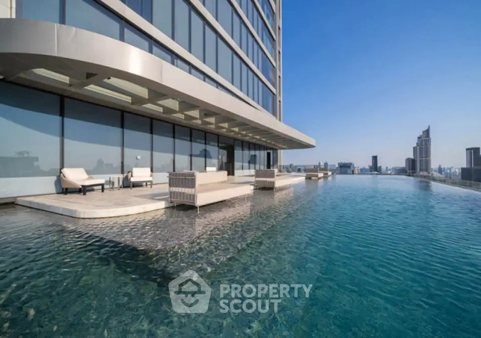 Luxurious rooftop infinity pool with stunning city skyline views, perfect for relaxation and entertainment.