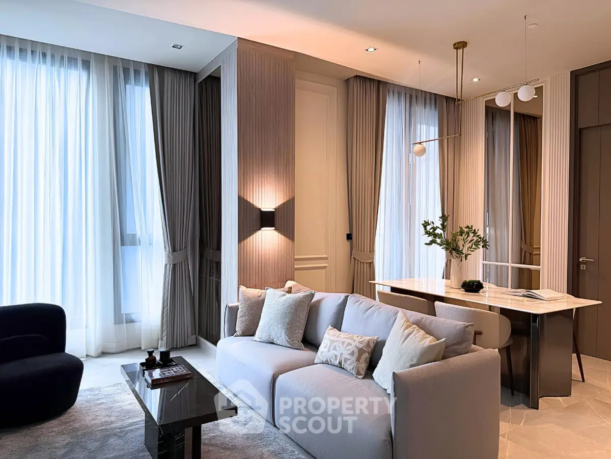Luxurious modern living room with elegant decor and natural light