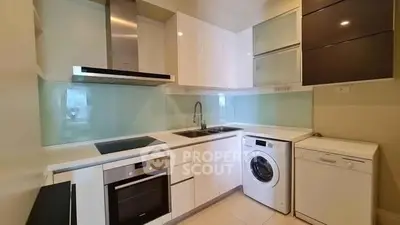 Modern kitchen with sleek appliances and ample storage space