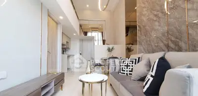 Luxurious modern living room with high ceilings and elegant decor