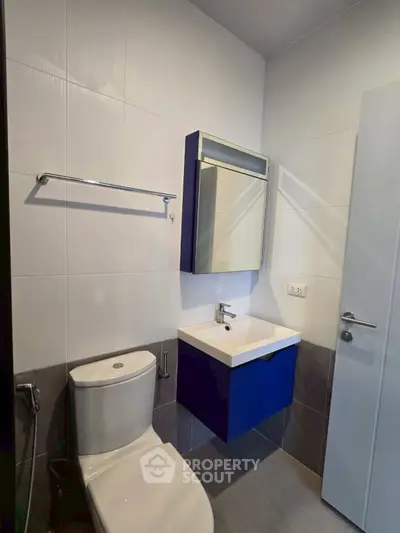 Modern bathroom with sleek fixtures and minimalist design