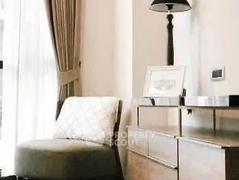 Elegant living room corner with stylish chair and lamp