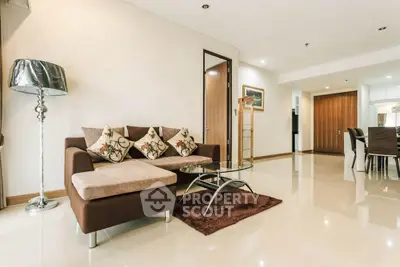 Spacious modern living room with elegant decor and open layout