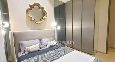 Luxurious bedroom with elegant decor and ample closet space