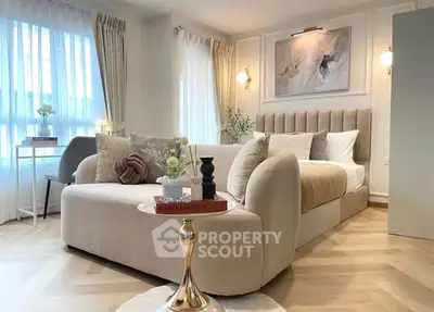 Luxurious studio apartment with elegant decor and natural light