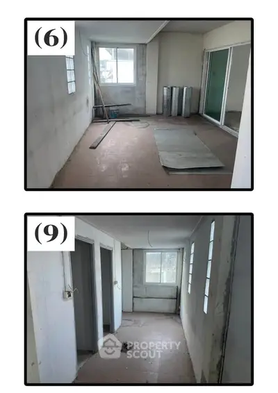 Unfinished interior space with potential for renovation and customization