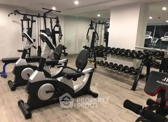 Modern gym with state-of-the-art fitness equipment and mirrored walls