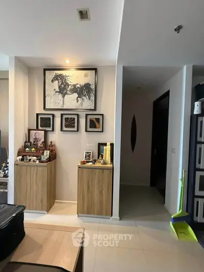 Stylish interior with modern decor and artwork in a cozy living space