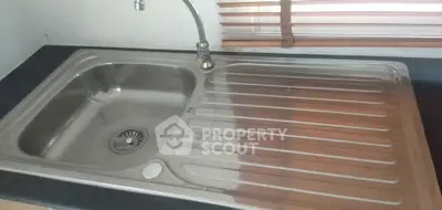 Modern stainless steel kitchen sink with sleek faucet and drainer, perfect for contemporary homes.