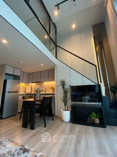 Modern duplex apartment with stylish kitchen and cozy living area