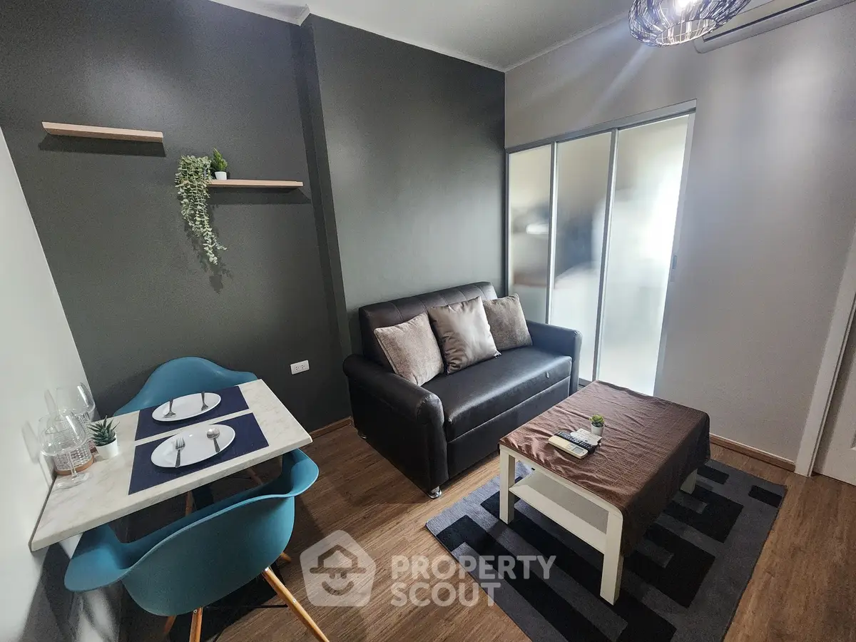 Modern living room with sleek furniture and stylish decor