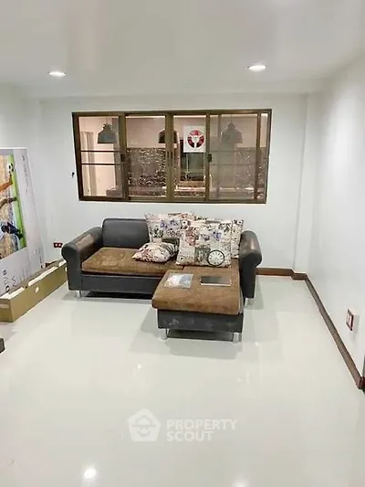 Cozy living room with modern sofa and stylish decor
