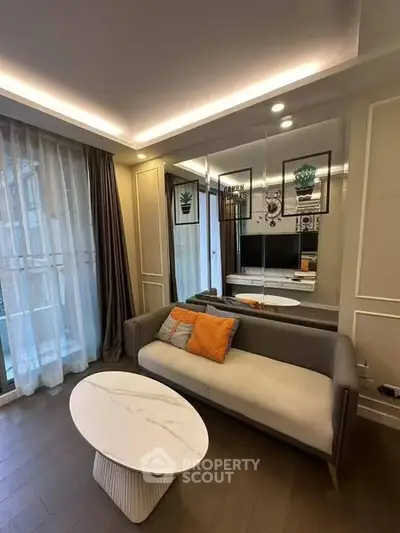 Stylish modern living room with elegant decor and natural light