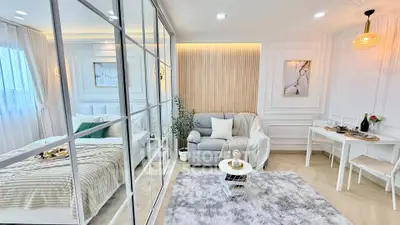 Luxurious modern living room with elegant decor and cozy seating area