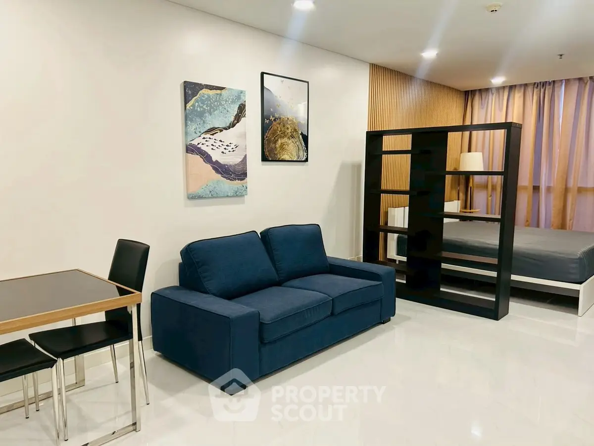 Modern studio apartment with stylish decor and open layout