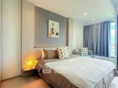 Modern bedroom with stylish decor and cozy ambiance