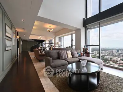 Luxurious living room with stunning city view and elegant decor