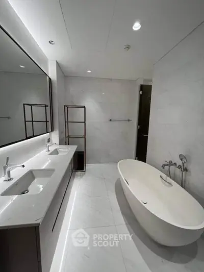 Luxurious modern bathroom with freestanding bathtub and elegant fixtures