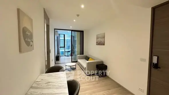 Modern living room with stylish decor and open layout