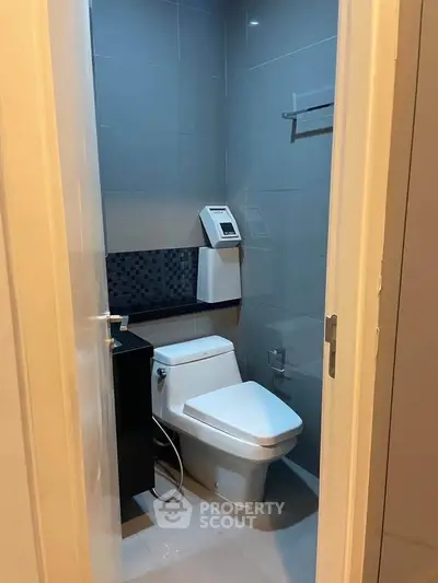 Modern compact bathroom with sleek design and contemporary fixtures