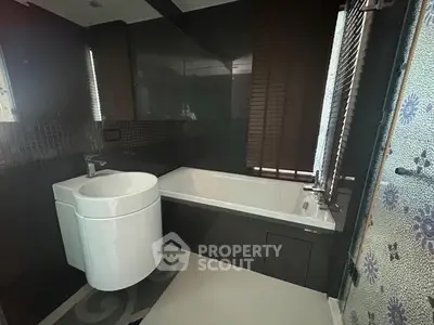 Luxurious modern bathroom with sleek design and elegant fixtures