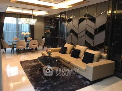 Luxurious modern living room with elegant dining area and stylish decor