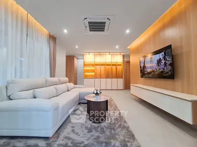 Luxurious modern living room with elegant lighting and plush sofa