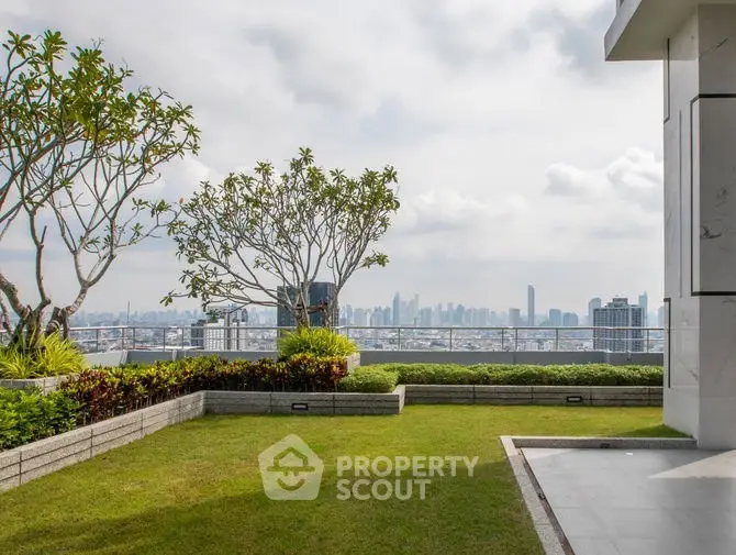 Stunning rooftop garden with panoramic city skyline views