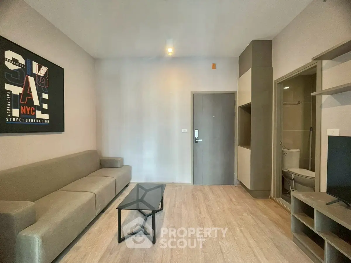 Modern living room with sleek furniture and minimalist decor