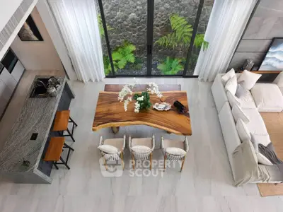 Luxurious modern living room with elegant dining area and natural light