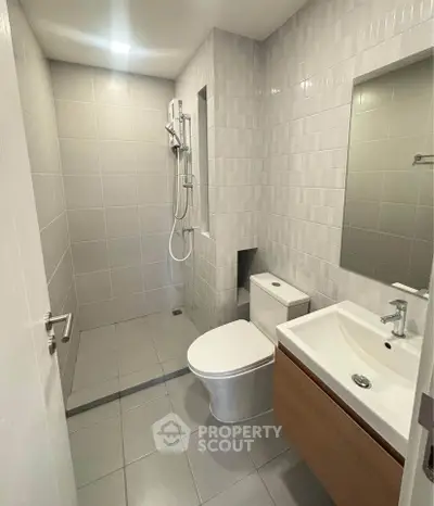 Modern bathroom with sleek fixtures and minimalist design