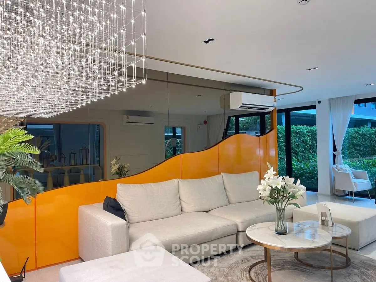 Luxurious living room with modern design and elegant lighting