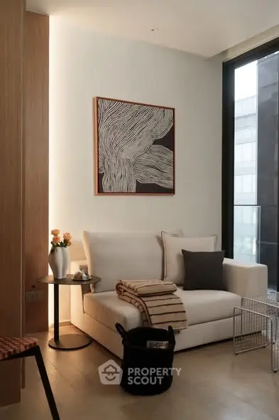 Cozy modern living room with stylish decor and natural light