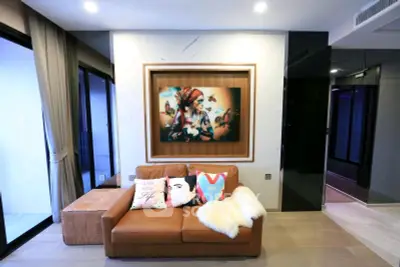 Stylish living room with modern decor and cozy seating area