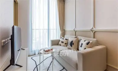 Modern living room with stylish sofa and natural light