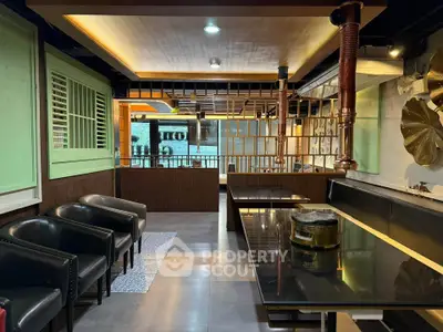 Modern restaurant interior with sleek seating and stylish decor