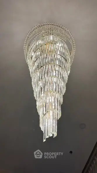 Luxurious crystal chandelier in elegant interior setting