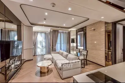 Luxurious modern living room with elegant decor and natural light