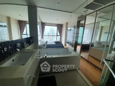 Luxurious modern apartment with open layout and stunning city view