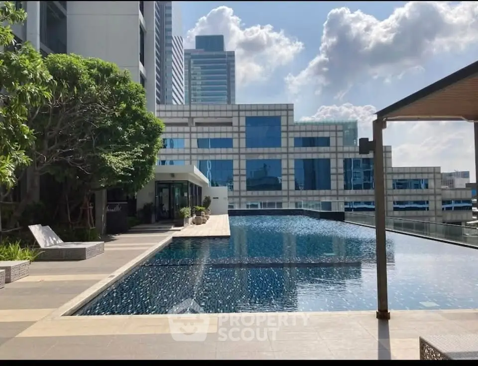 Luxurious rooftop pool with stunning cityscape views and modern architecture.