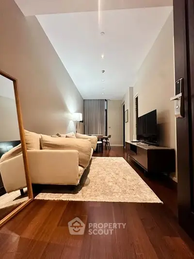 Luxurious modern living room with elegant decor and cozy seating area, perfect for relaxation and entertainment.