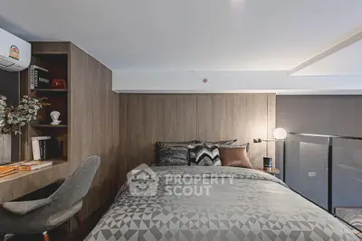 Modern bedroom with stylish decor and cozy ambiance