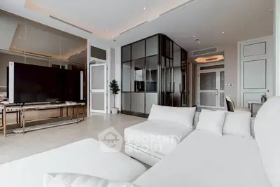 Luxurious modern living room with sleek design and spacious layout