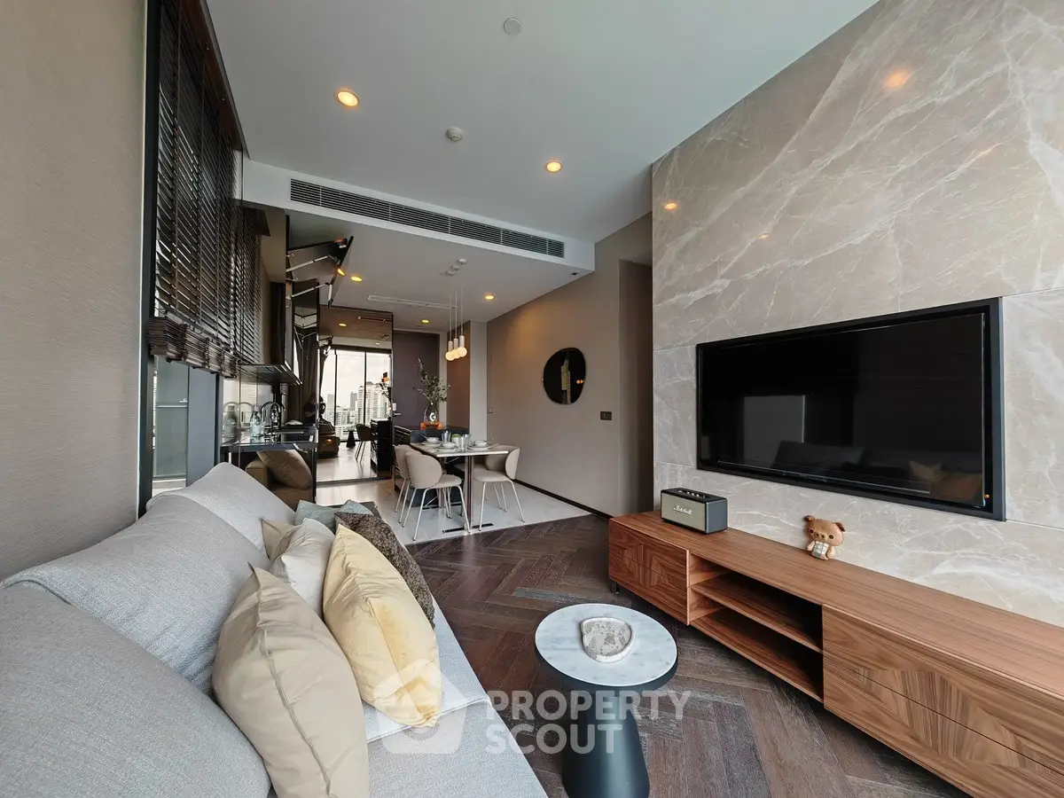 Modern living room with stylish decor and open layout