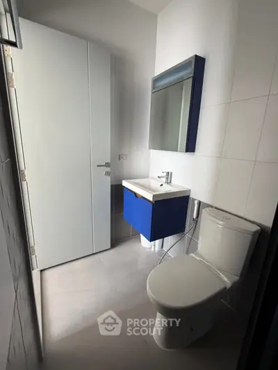 Modern bathroom with sleek fixtures and minimalist design